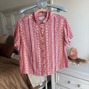Rachel Zoe Red and Pink Patterned Button-Down Shirt